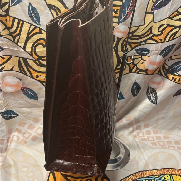 Furla Brown Embossed Leather Handbag - Picture 6 of 16